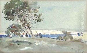 Elegant figures on the Mediterranean coast by Hercules Brabazon Brabazon