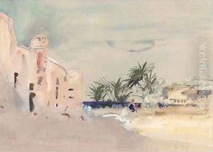 Palm trees on the Egyptian coast by Hercules Brabazon Brabazon