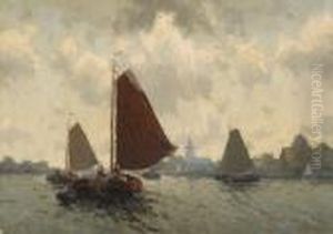 Ships At The Mouth Of Aharbour by Egnatius Ydema