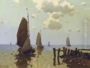 Haven Hindeloopen: Sailing Vessels Near The Harbour Entrance Of Hindeloopen