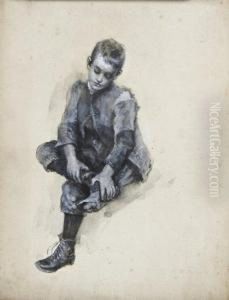 A Boy Pulling On His Boot by John Butler Yeats