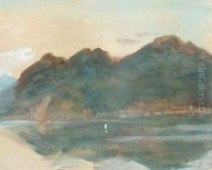 A view across lake Maggiore by Hercules Brabazon Brabazon