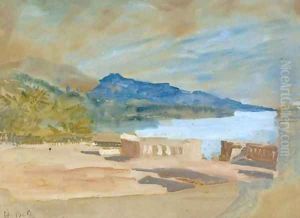 View from a terrace over a lake