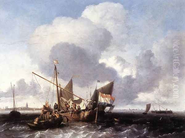 Ships On The Zuiderzee Before The Fort Of Naarden 1660s - view 1