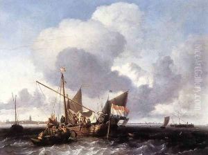 Ships On The Zuiderzee Before The Fort Of Naarden 1660s by Ludolf Backhuysen