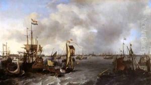 View of Amsterdam with Ships on the Ij by Ludolf Backhuysen