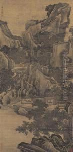 Playing Zither In The Mountain by Tang Yin