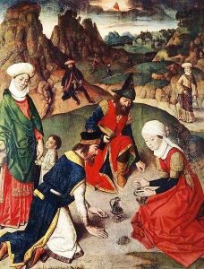 The Gathering of the Manna 1464-67 by Dieric the Elder Bouts