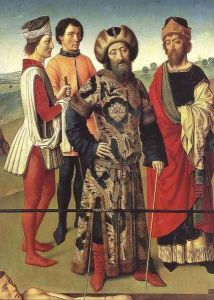 Martyrdom of St Erasmus (detail) c. 1458, by Dieric the Elder Bouts