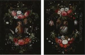 "priest Praying To Mary And Child" And "priest Praying To An Angel": A Pair by Catherina Ykens