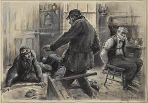 Fugitive Confronting Aviator. by Frederick Coffay Yohn