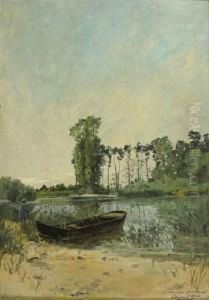 Pecheur A La Barque by Edmond Charles Joseph Yon