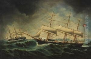Flensburgerfregattschiff "peter Jordt" Mit Der Havarierten Spanischenkriegsfregatte "resolucion" by William Gay Yorke