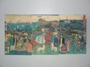 Europeenen Promenade A Yokohama by Utagawa or Ando Hiroshige