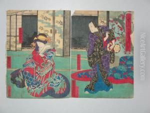 Scenes Du Theatre Kabuki A Osaka by Nakai Utagawa Yoshitaki