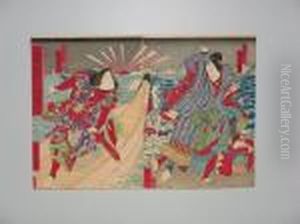 Deuxbrigands Sont Maitrises Par Deux Samourais by Nakai Utagawa Yoshitaki