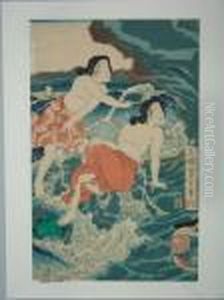 Deux Pecheuses D'awabi by Tsukioka Yoshitoshi