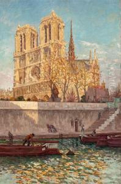 Notre Dame Desde El Sena by Pere Ysern Y Alie