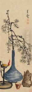 Blue Vase With Plum Blossom And Tea Pot by Wang Yun