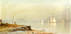 Harbor Scene and White Sails by Alfred Thompson Bricher