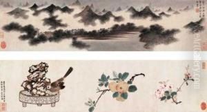 Landscape And Flowers by Ding Yunpeng