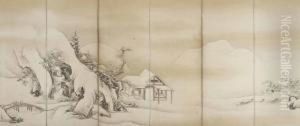 Chinese Landscape In Snow by Kaiho Yusetsu