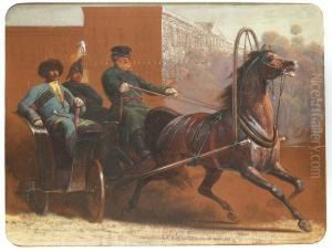 A Coach Ride Through St. Petersburg by Adolphe Yvon