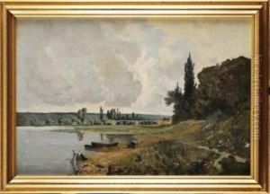 Lavandiere En Bord De Riviere by Edmond Yvon
