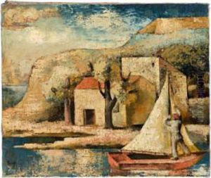 "landschaft", Signiert, Datiert Zach 29, Auf Der Ruckseite Beschriftung: Nr. 41 Fr. Zach 1929 Landschaft 60 X 50 by Franziska Zach