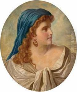 Junge Dame Mit Blauem Kopftuch