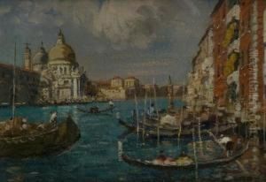 Venezia, Gondole Nel Canal Grande by Erma Zago