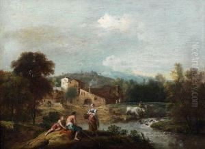 Bergers Se Reposant Au Bord D'un Cours D'eau by Giuseppe Zais