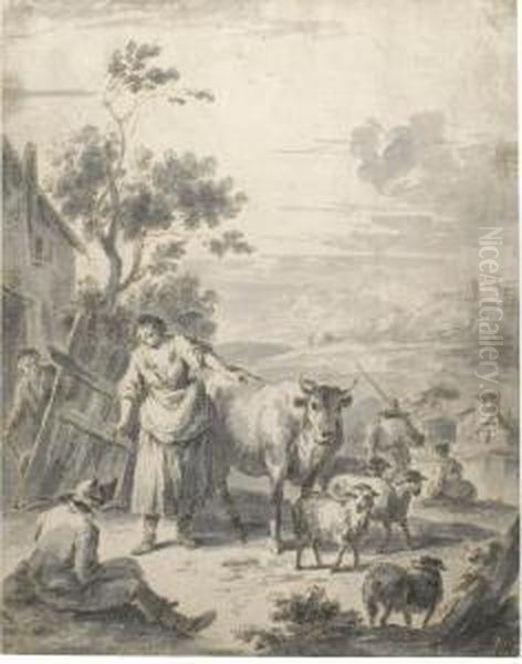 Rural Landscape With Peasants And Animals - view 1