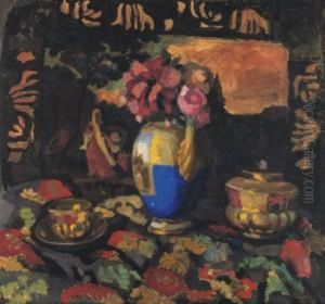 Still Life With Flowers And Tea-set (recto); Interior With Flowers (verso)