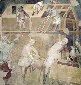 Noah Building the Ark 1356-67 by Manfredi de Battilor Bartolo Di Fredi Fredi