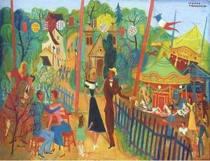 Figures in a fairground by Maria Blanchard