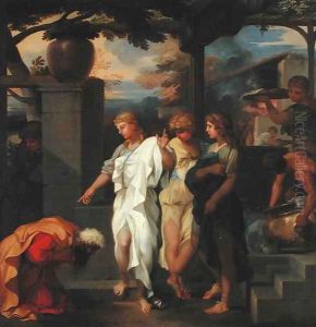 Abraham and the Three Angels by Sebastien Bourdon