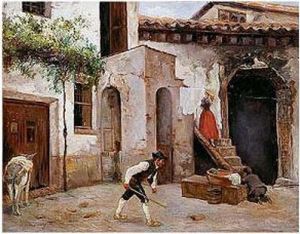 Ninos Jugando En Un Patio