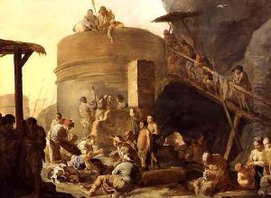 Beggars by a Lime Kiln by Sebastien Bourdon