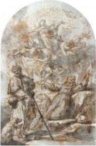La Vierge Apparaissant A Saint Roch Et A Saint Francois by Giacomo Zampa