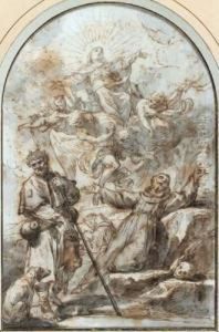 La Vierge Apparaissant A Saint Roch Et Saint Francois by Giacomo Zampa