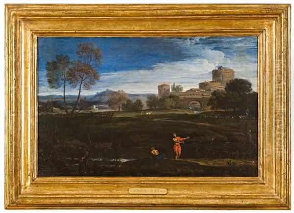 Veduta Con Borgo Antico E Figure - view 1