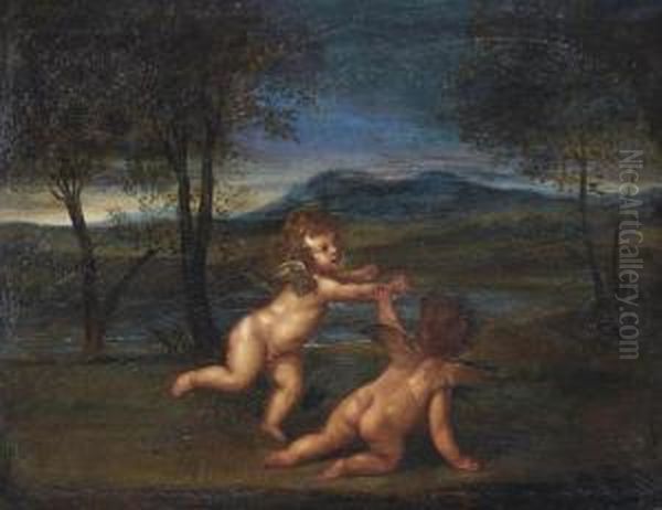 Putti Disporting In A Landscape - view 1