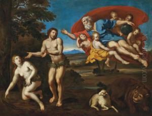 The Expulsion Of Adam And Eve From The Garden Of Eden by Domenico Zampieri (Domenichino)