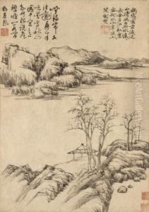 Running Stream Beside The Pavilion by Ni Zan