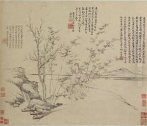 Portrait Of Ni Zan In Landscape by Ni Zan