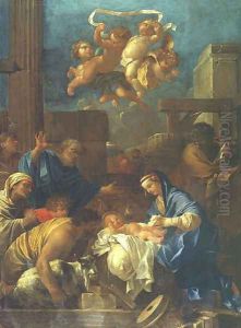 The Adoration of the Shepherds by Sebastien Bourdon