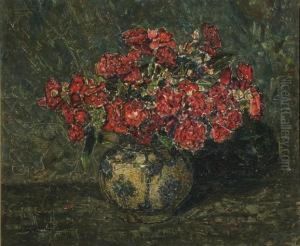 Roses In A Persian Vase by Jan Adam Zandleven