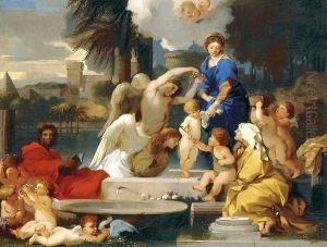 The Holy Family with St Elizabeth and the Infant St John the Baptist by Sebastien Bourdon