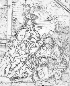 The Rest on the Flight into Egypt with the infant Baptist and another figure by Sebastien Bourdon